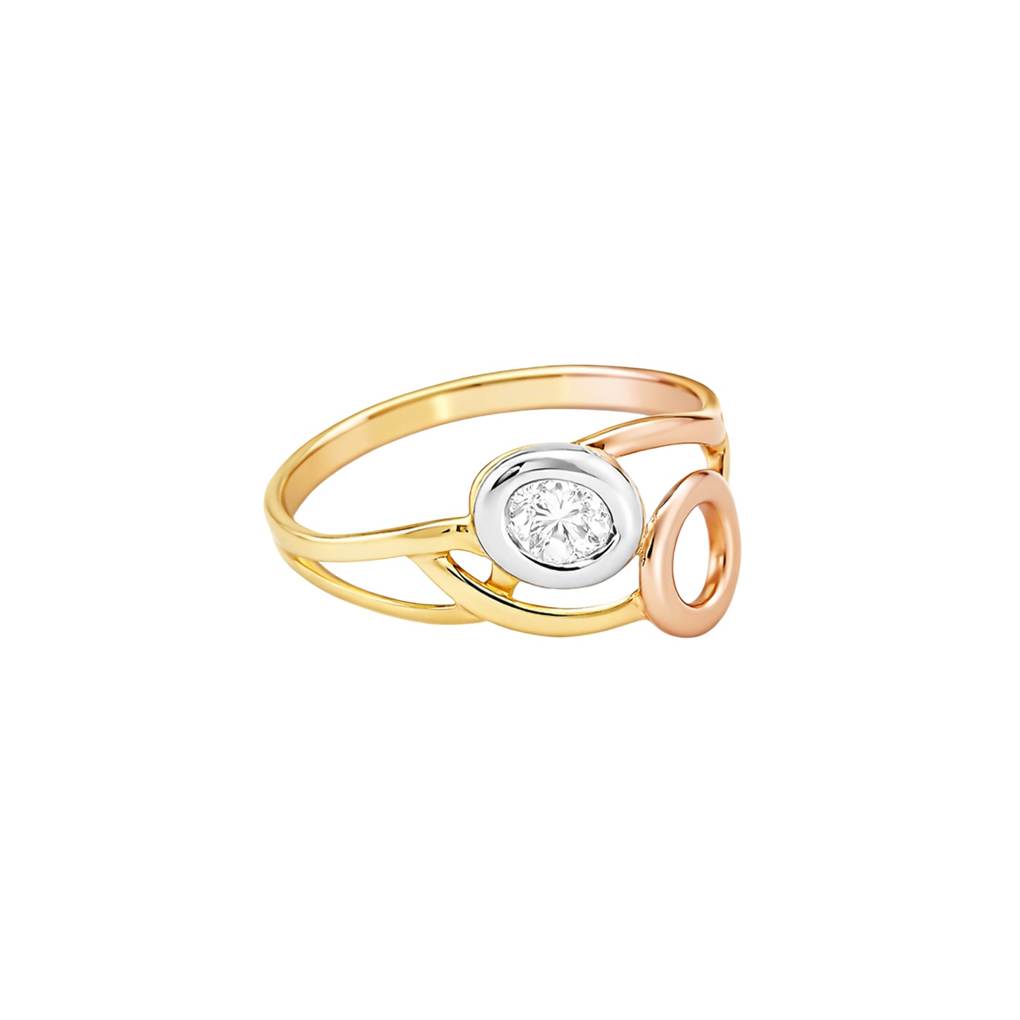 Tri-Tone Orbit Gold Ring