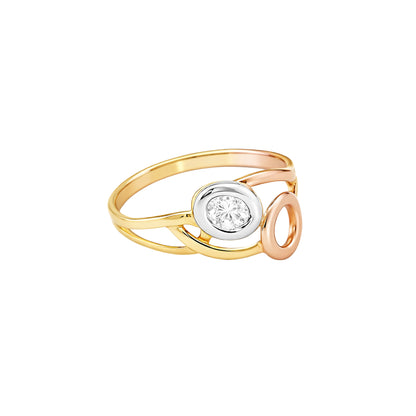 Tri-Tone Orbit Gold Ring