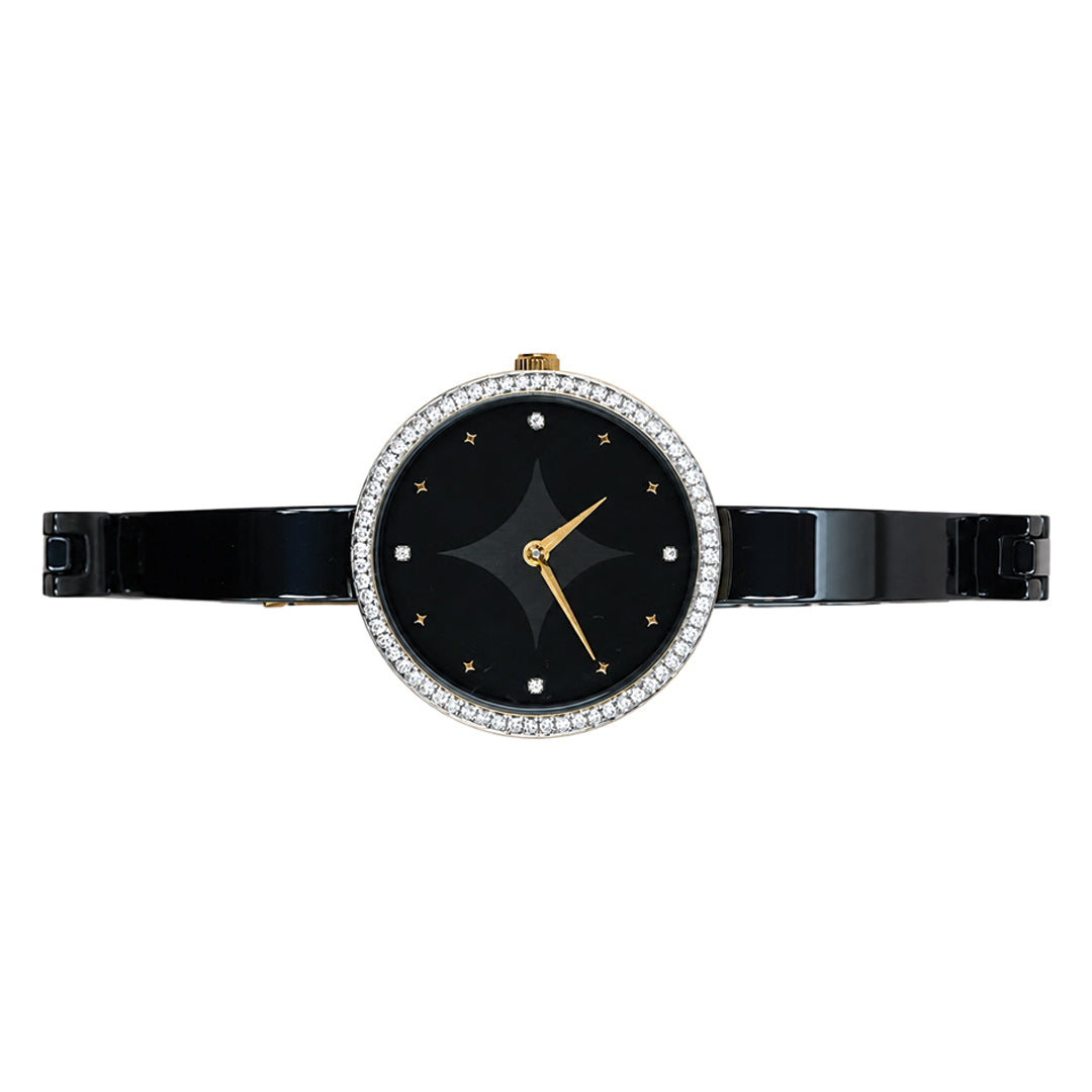 Moon Veil, 33MM Round Case, Quartz Analogue Watch with Ceramic Strap for Women, 50M Water Resistance