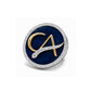 The Laureate CA Diamond Brooch in 925 Silver with Navy Blue Enamel