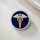 The Prestige Doctor Diamond Brooch in 925 Silver with Blue Enamel and Yellow Finish