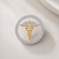 The Sovereign Doctor Double Line Skeleton Diamond Brooch in 925 Silver with Yellow Finish