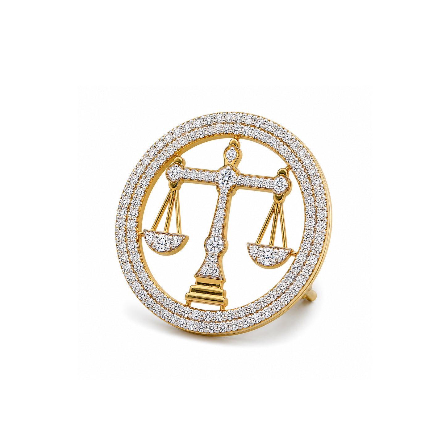 The Eminence Lawyer Double Line Skeleton Diamond Brooch in 925 Silver with Yellow Finish