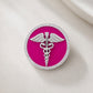 The Prestige Doctor Diamond Brooch in 925 Silver with Pink Enamel and White Finish