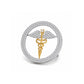 The Sovereign Doctor Double Line Skeleton Diamond Brooch in 925 Silver with Yellow Finish