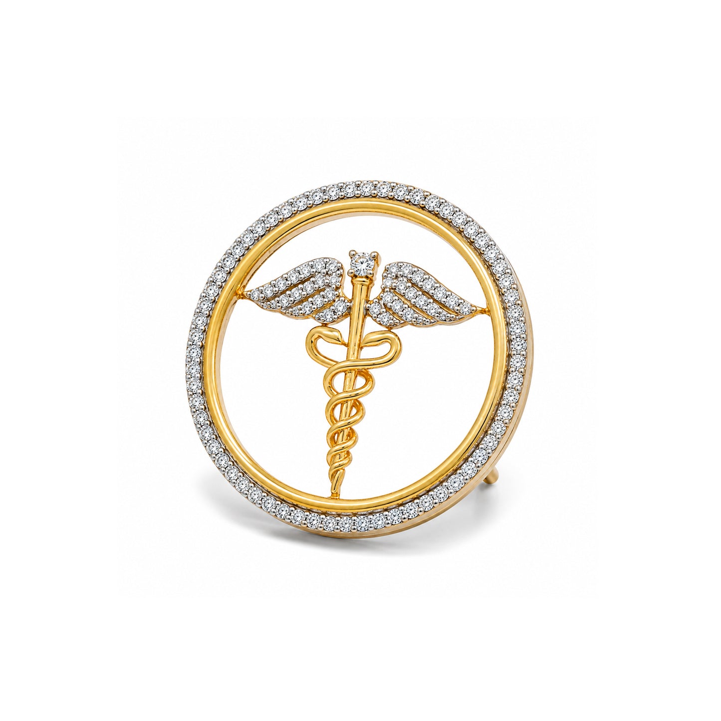 The Sovereign Doctor Single Line Skeleton Diamond Brooch in 925 Silver with Yellow Finish
