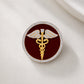 The Prestige Doctor Diamond Brooch in 925 Silver with Red Enamel and Yellow Finish
