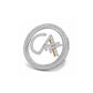 The Classic CA Single Line Double Tick Skeleton Diamond Brooch in 925 Silver with White Finish