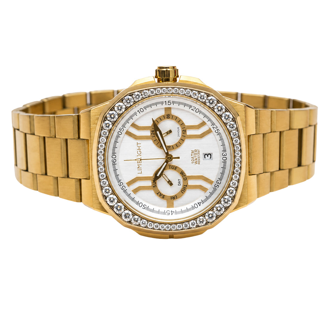 Royal Oakridge, 43MM Round Case, Quartz Analogue Watch with Metal Strap for Men, 100M Water Resistance