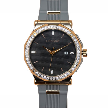 Pinstripe Baguette Edition, 43MM Round Case, Quartz Analogue Watch with Silicon Strap for Men, 50M Water Resistance