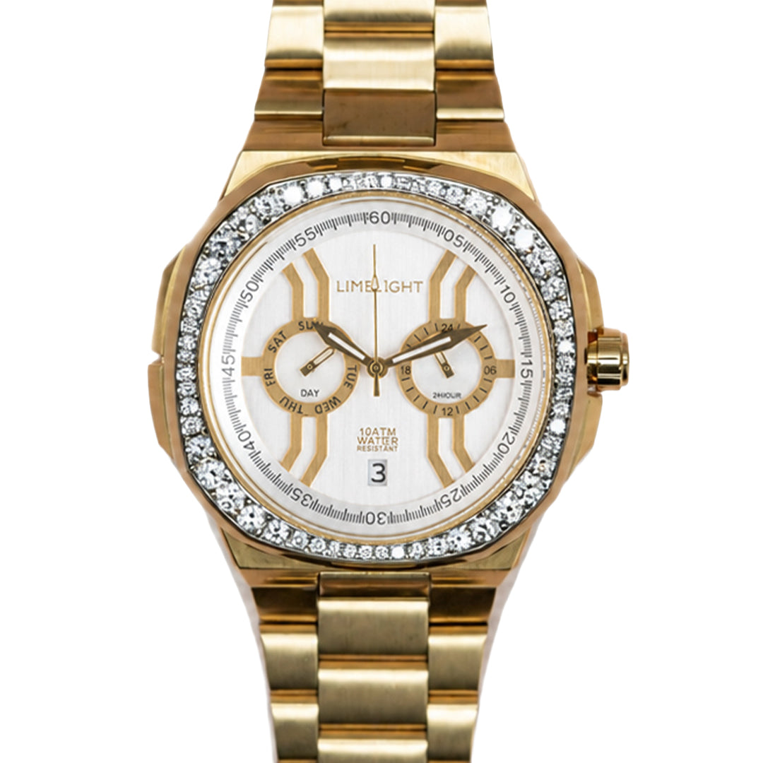 Royal Oakridge, 43MM Round Case, Quartz Analogue Watch with Metal Strap for Men, 100M Water Resistance