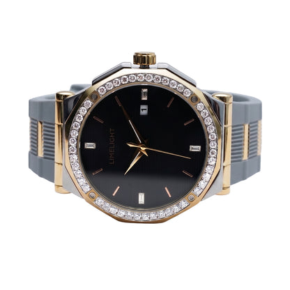 Pinstripe Baguette Edition, 43MM Round Case, Quartz Analogue Watch with Silicon Strap for Men, 50M Water Resistance