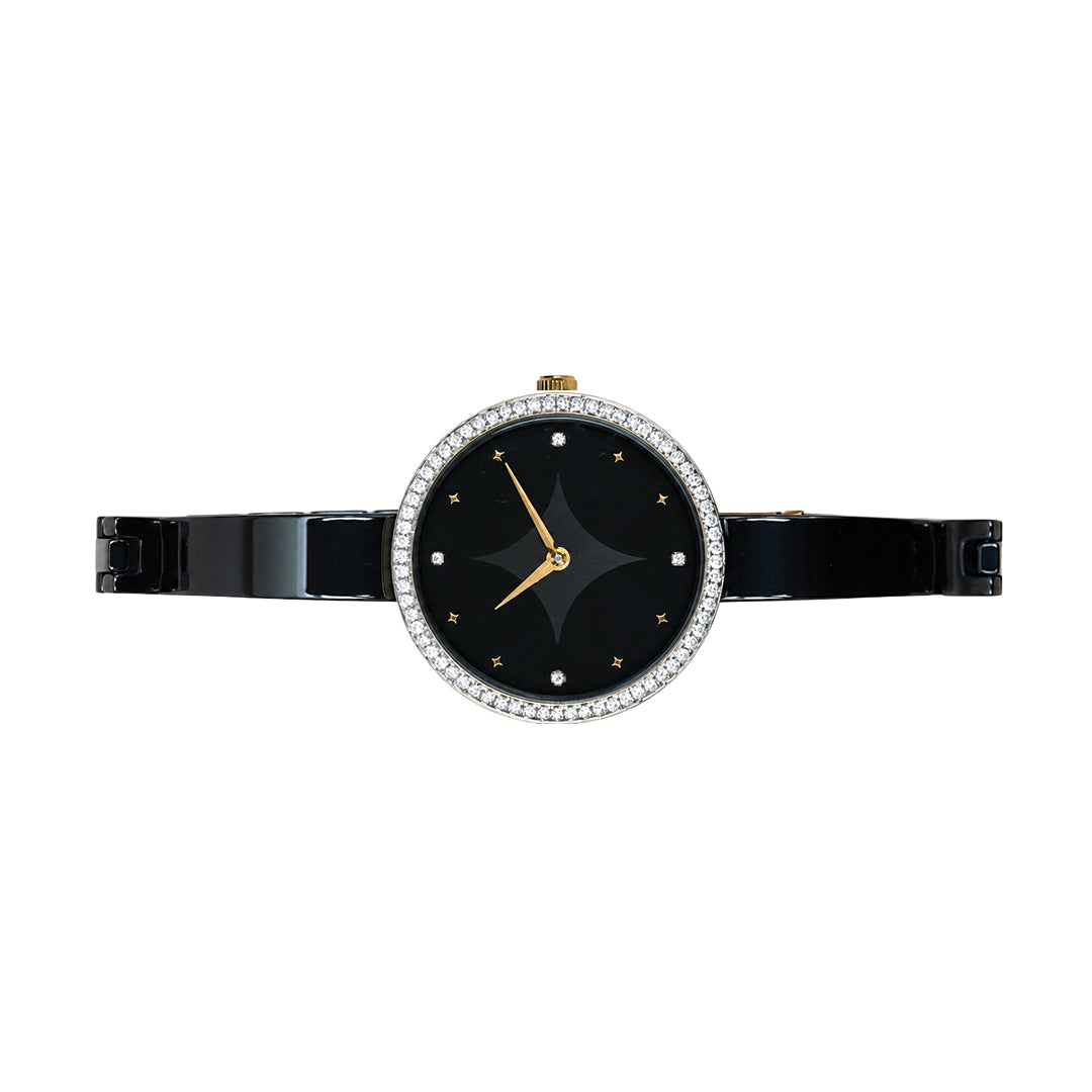 Moon Veil, 33MM Round Case, Quartz Analogue Watch with Ceramic Strap for Women, 50M Water Resistance