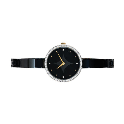 Moon Veil, 33MM Round Case, Quartz Analogue Watch with Ceramic Strap for Women, 50M Water Resistance