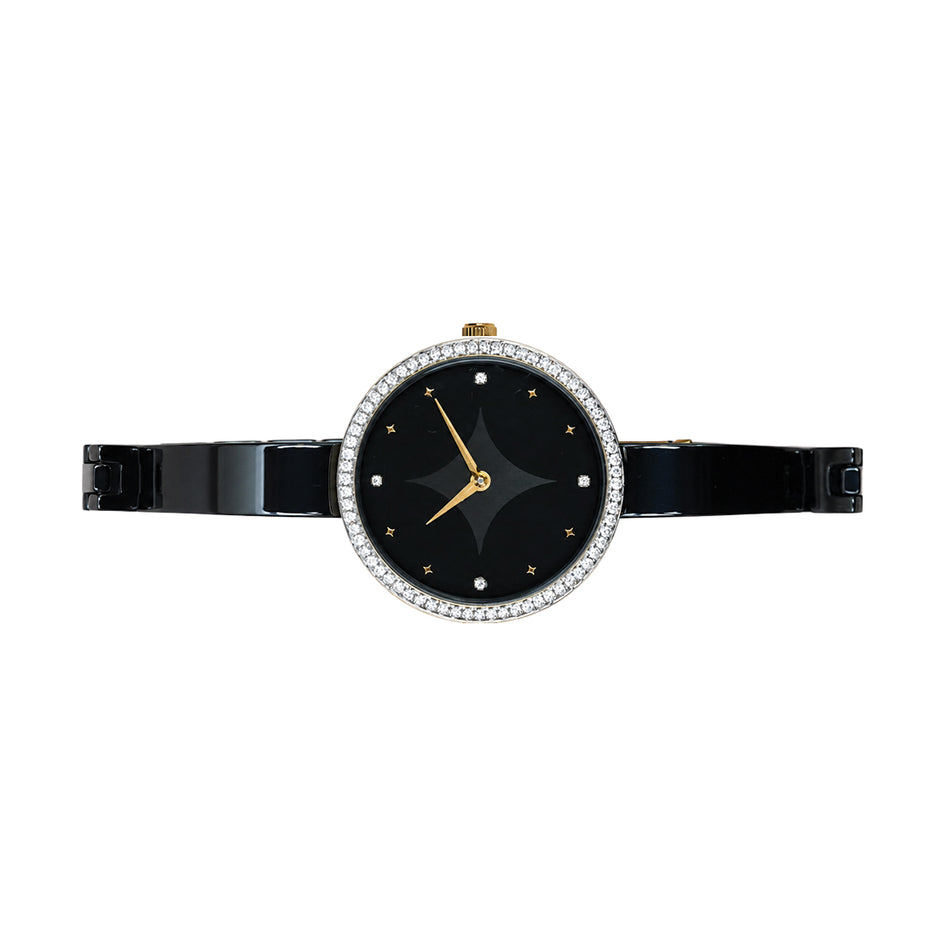 Moon Veil, 33MM Round Case, Quartz Analogue Watch with Ceramic Strap for Women, 50M Water Resistance