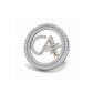 The Classic CA Double Line Double Tick Skeleton Diamond Brooch in 925 Silver with White Finish
