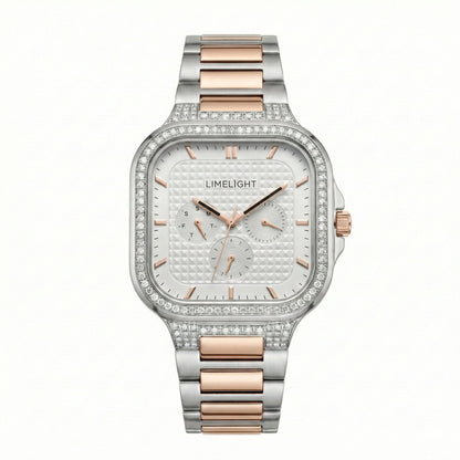 Meridian, 39MM Square Case, Quartz Analogue Watch with Metal Strap for Men, 50M Water Resistance