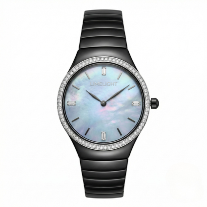 Ethereal Baguette Edition (Mother of Pearls), 34MM Round Case, Quartz Analogue Watch with Metal Strap for Women, 50M Water Resistance