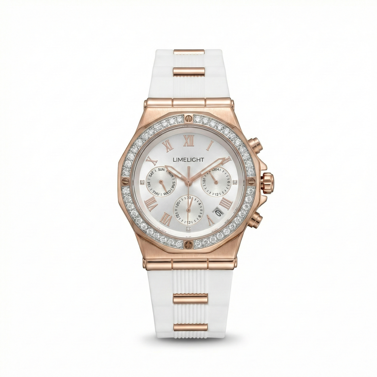 Aurea, 36.5MM Round Case, Quartz Analogue Watch with Silicon Strap for Women, 100M Water Resistance
