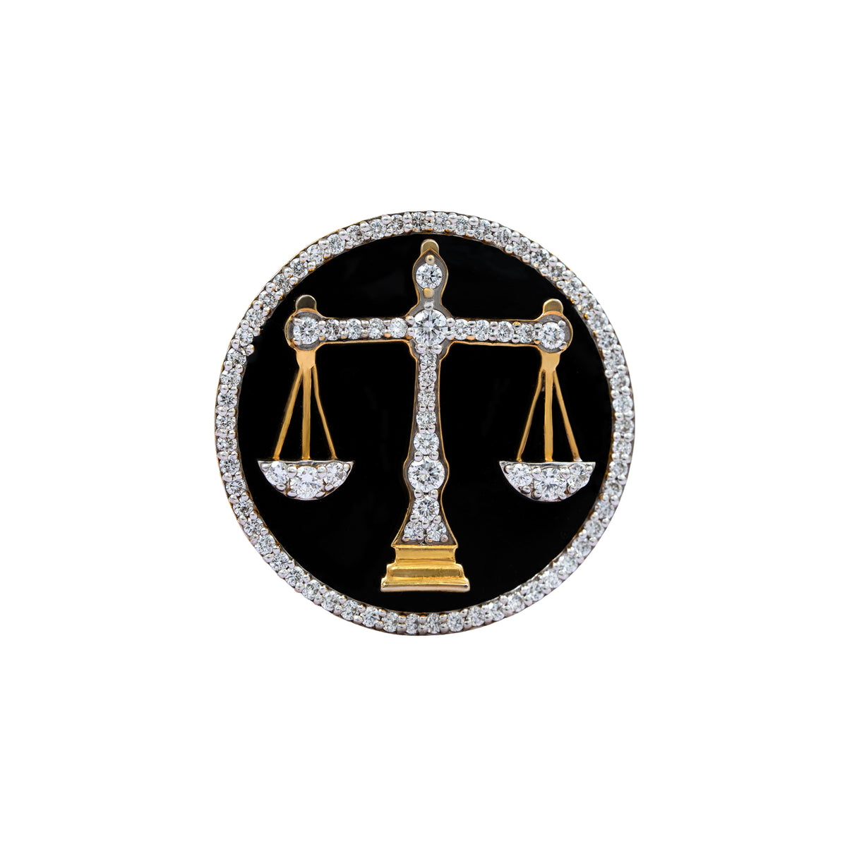The Counsel Lawyer Diamond Brooch in 925 Silver with Black Enamel