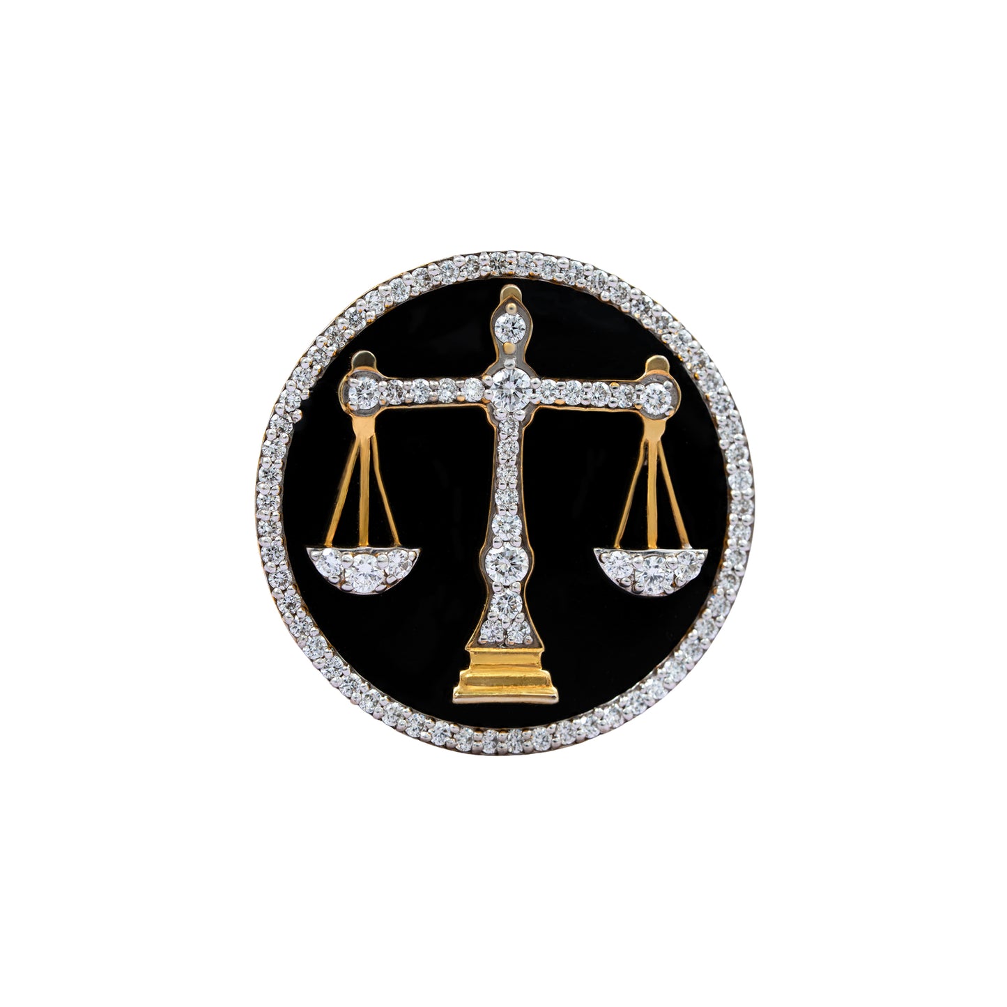 The Counsel Lawyer Diamond Brooch in 925 Silver with Black Enamel