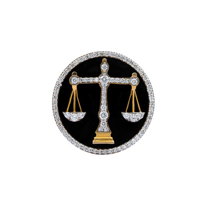 The Counsel Lawyer Diamond Brooch in 925 Silver with Black Enamel