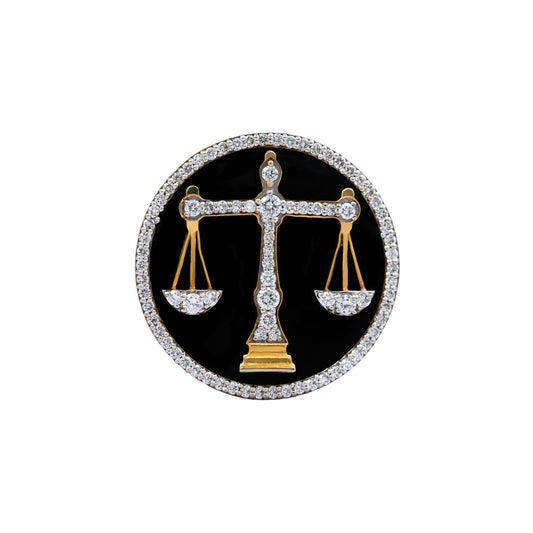 The Counsel Lawyer Diamond Brooch in 925 Silver with Black Enamel