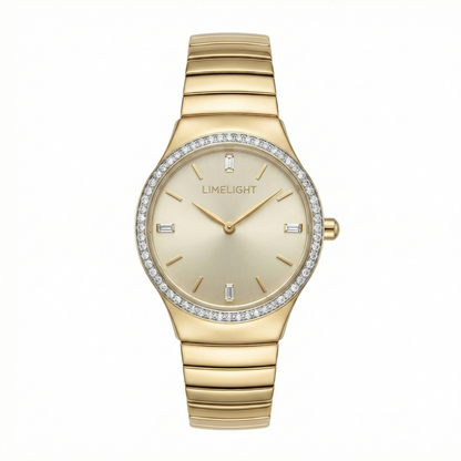 Ethereal Baguette Edition (Mother of Pearls), 34MM Round Case, Quartz Analogue Watch with Metal Strap for Women, 50M Water Resistance