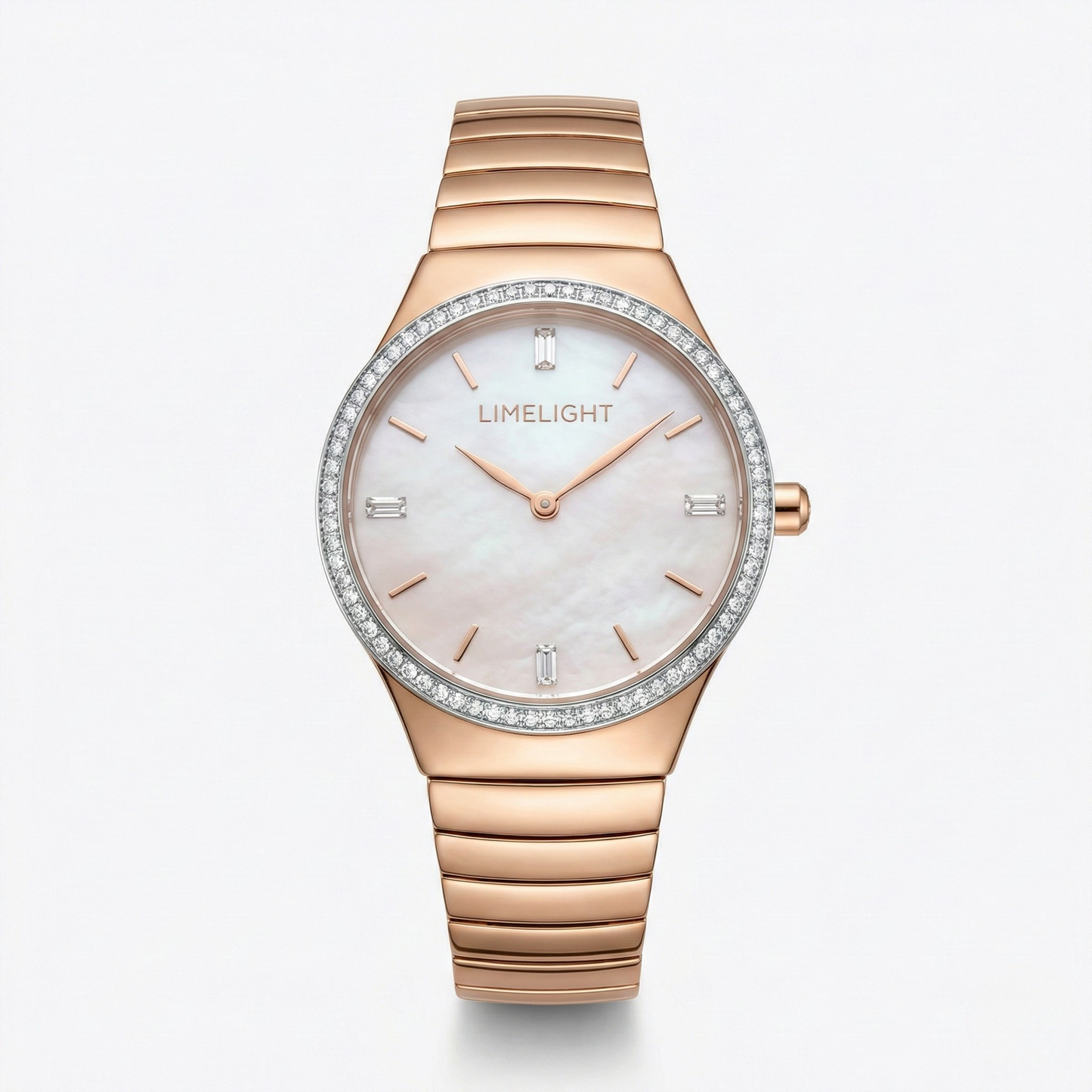 Ethereal Baguette Edition (Mother of Pearls), 34MM Round Case, Quartz Analogue Watch with Metal Strap for Women, 50M Water Resistance