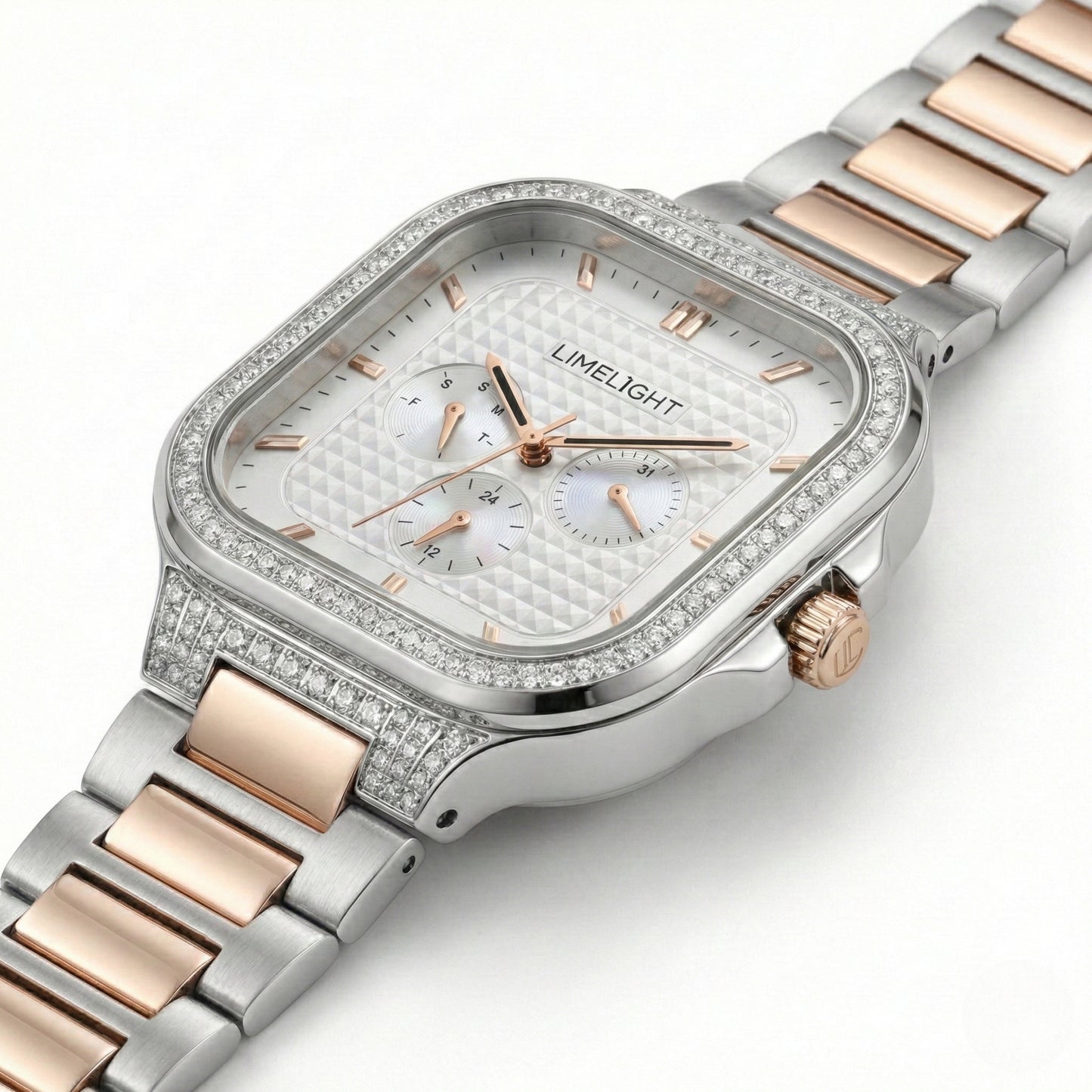 Meridian, 39MM Square Case, Quartz Analogue Watch with Metal Strap for Men, 50M Water Resistance