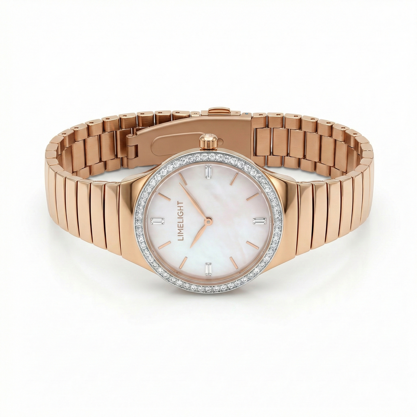 Ethereal Baguette Edition (Mother of Pearls), 34MM Round Case, Quartz Analogue Watch with Metal Strap for Women, 50M Water Resistance
