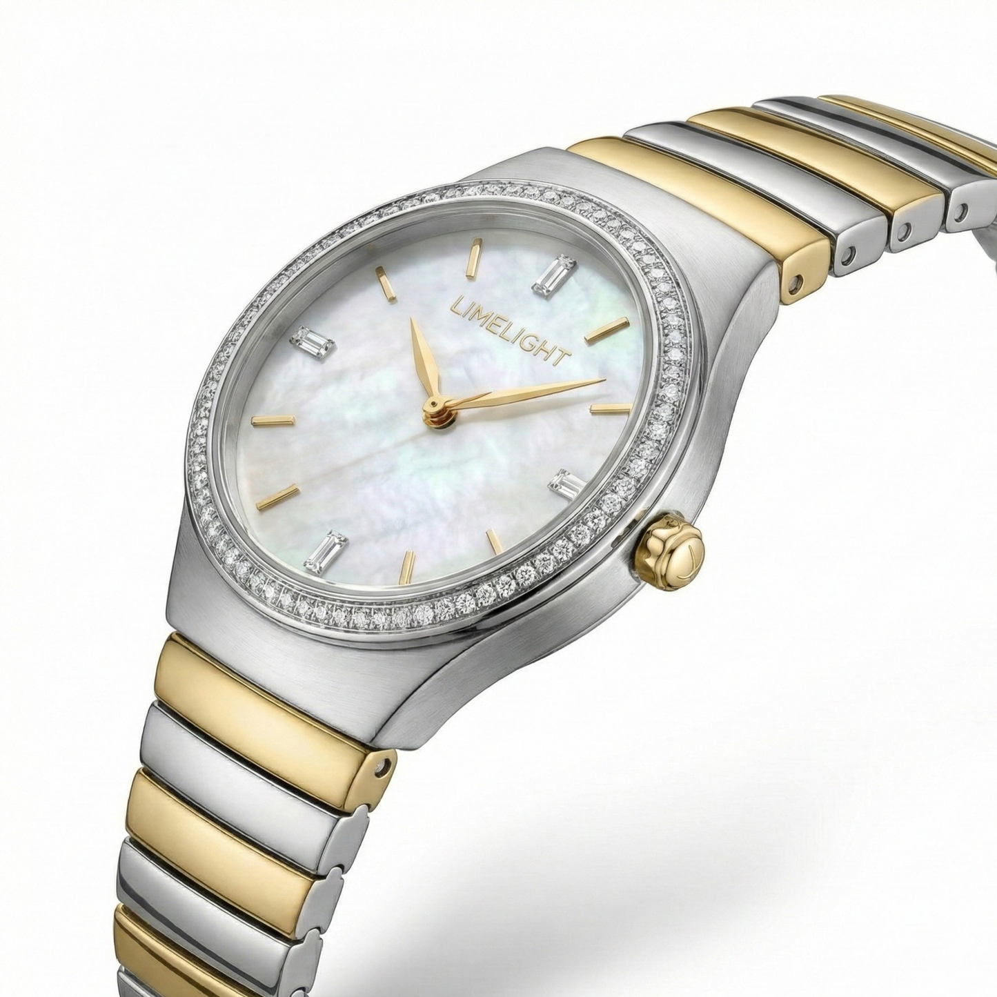 Ethereal Baguette Edition (Mother of Pearls), 34MM Round Case, Quartz Analogue Watch with Metal Strap for Women, 50M Water Resistance