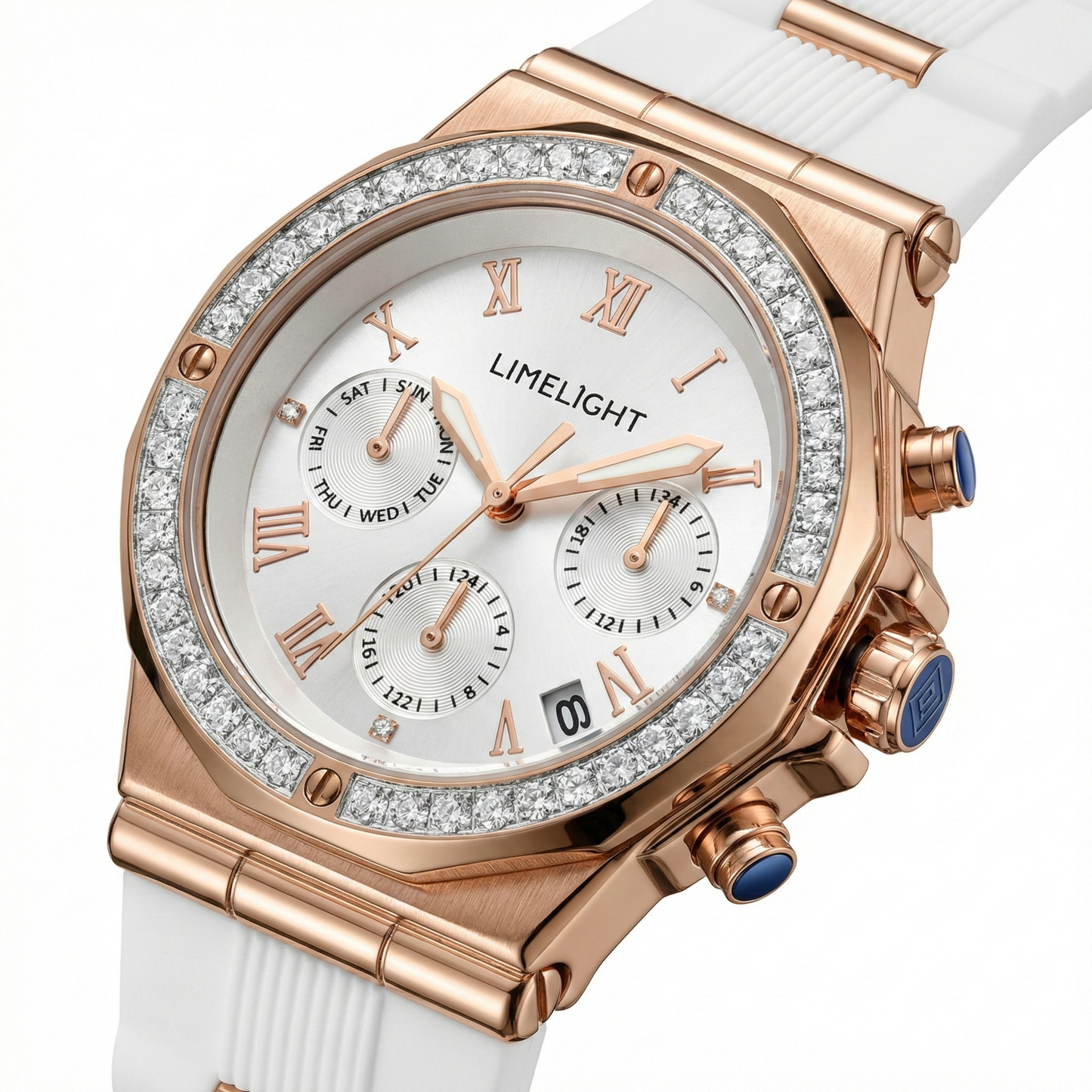 Aurea, 36.5MM Round Case, Quartz Analogue Watch with Silicon Strap for Women, 100M Water Resistance