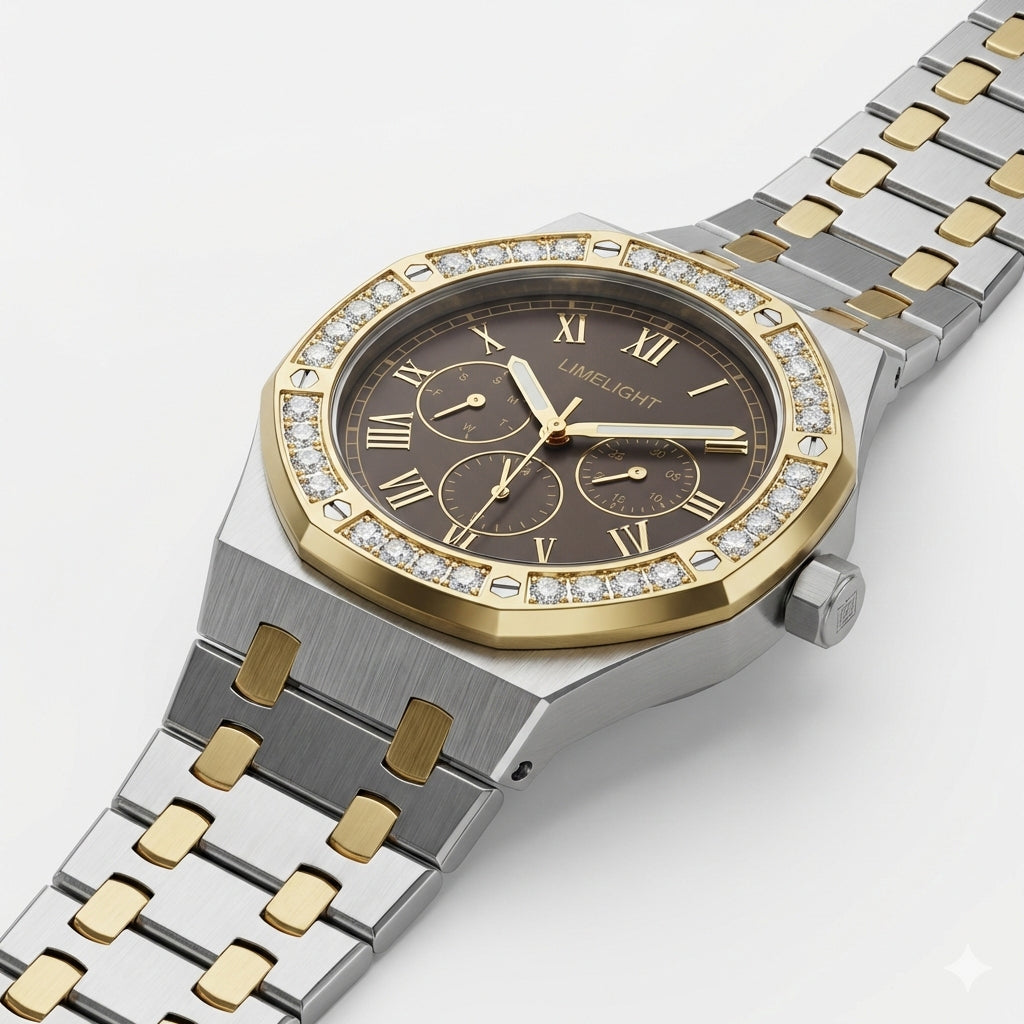 Octavia Royale, 42MM Round Case, Quartz Analogue Watch with Metal Strap for Men, 50 MM Water Resistance