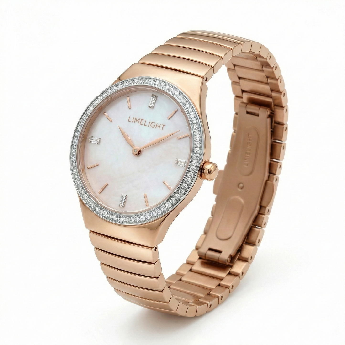 Ethereal Baguette Edition (Mother of Pearls), 34MM Round Case, Quartz Analogue Watch with Metal Strap for Women, 50M Water Resistance