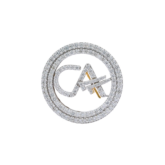 The Classic CA Double Line Double Tick Skeleton Diamond Brooch in 925 Silver with White Polish