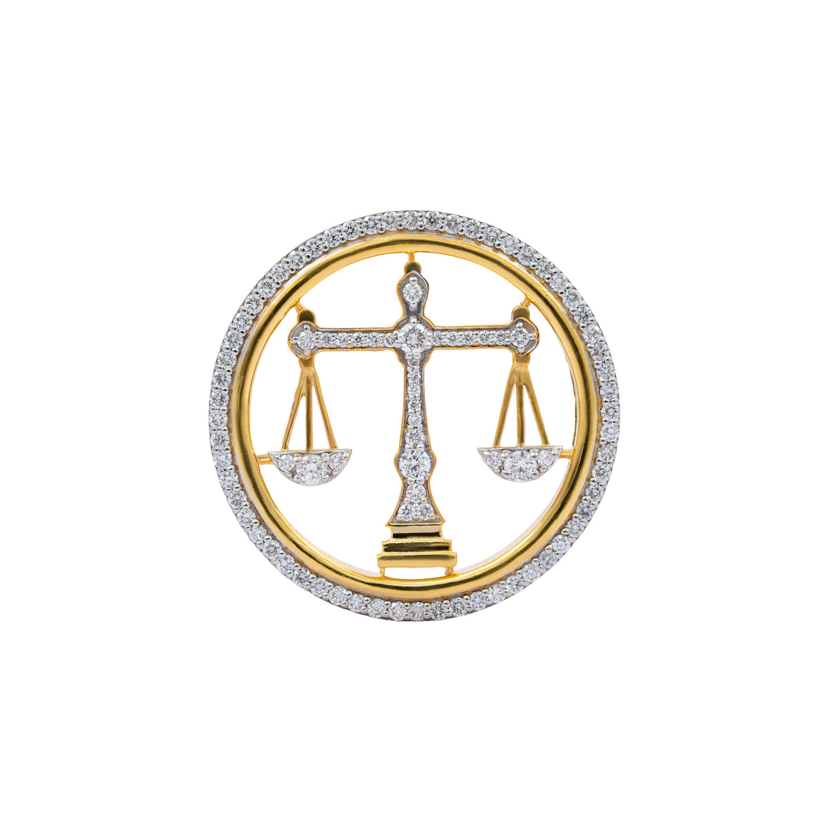 The Eminence Lawyer Single Line Skeleton Diamond Brooch in 925 Silver with Yellow Finish