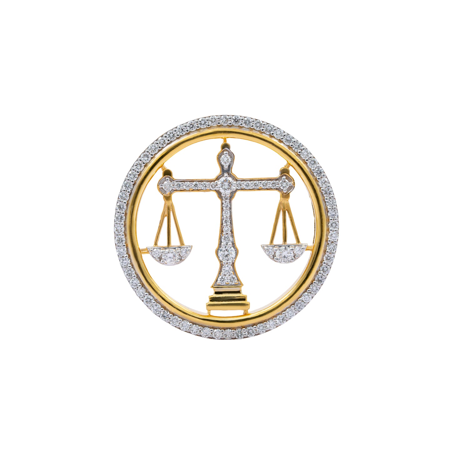 The Eminence Lawyer Single Line Skeleton Diamond Brooch in 925 Silver with Yellow Polish