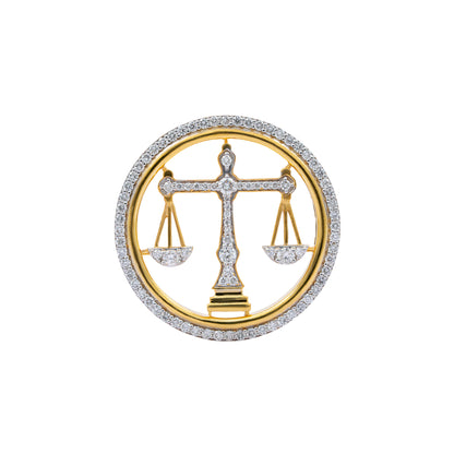 The Eminence Lawyer Single Line Skeleton Diamond Brooch in 925 Silver with Yellow Finish