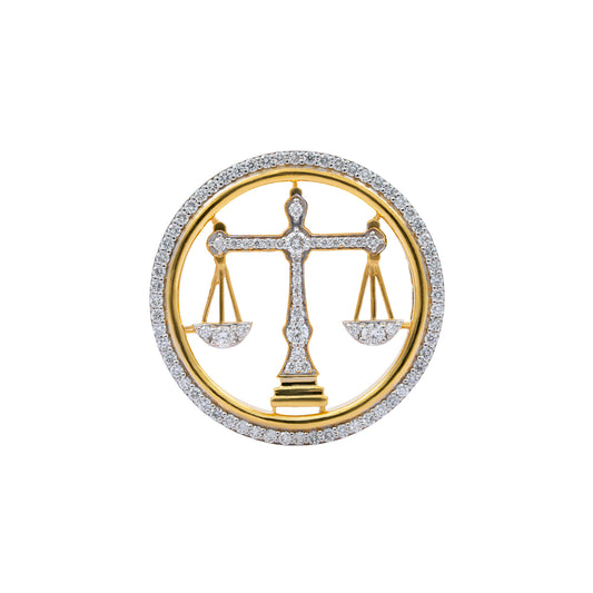 The Eminence Lawyer Single Line Skeleton Diamond Brooch in 925 Silver with Yellow Polish
