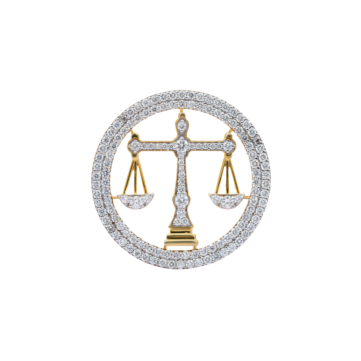 The Eminence Lawyer Double Line Skeleton Diamond Brooch in 925 Silver with Yellow Finish