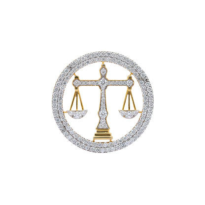 The Eminence Lawyer Double Line Skeleton Diamond Brooch in 925 Silver with Yellow Finish