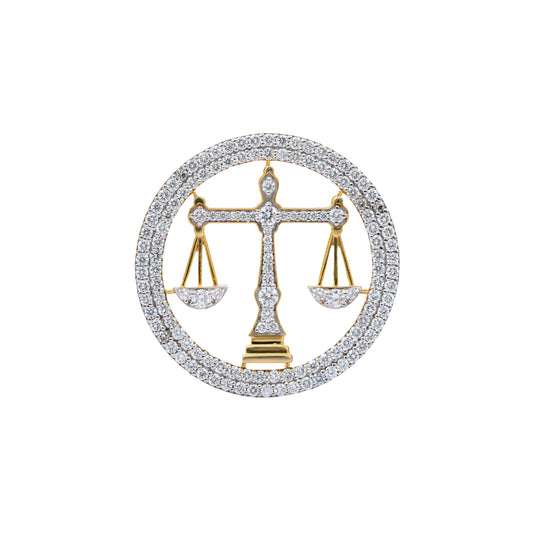 The Eminence Lawyer Double Line Skeleton Diamond Brooch in 925 Silver with Yellow Polish
