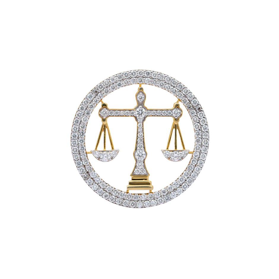 The Eminence Lawyer Double Line Skeleton Diamond Brooch in 925 Silver with Yellow Finish