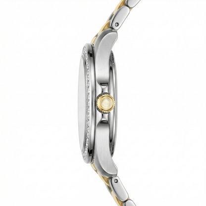 Ethereal Baguette Edition (Mother of Pearls), 34MM Round Case, Quartz Analogue Watch with Metal Strap for Women, 50M Water Resistance