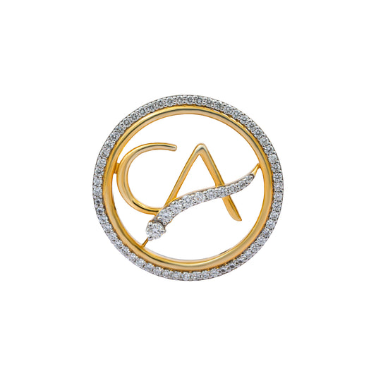 The Vanguard CA Single-Line Curved Skeleton Diamond Brooch in 925 Silver with Yellow Polish