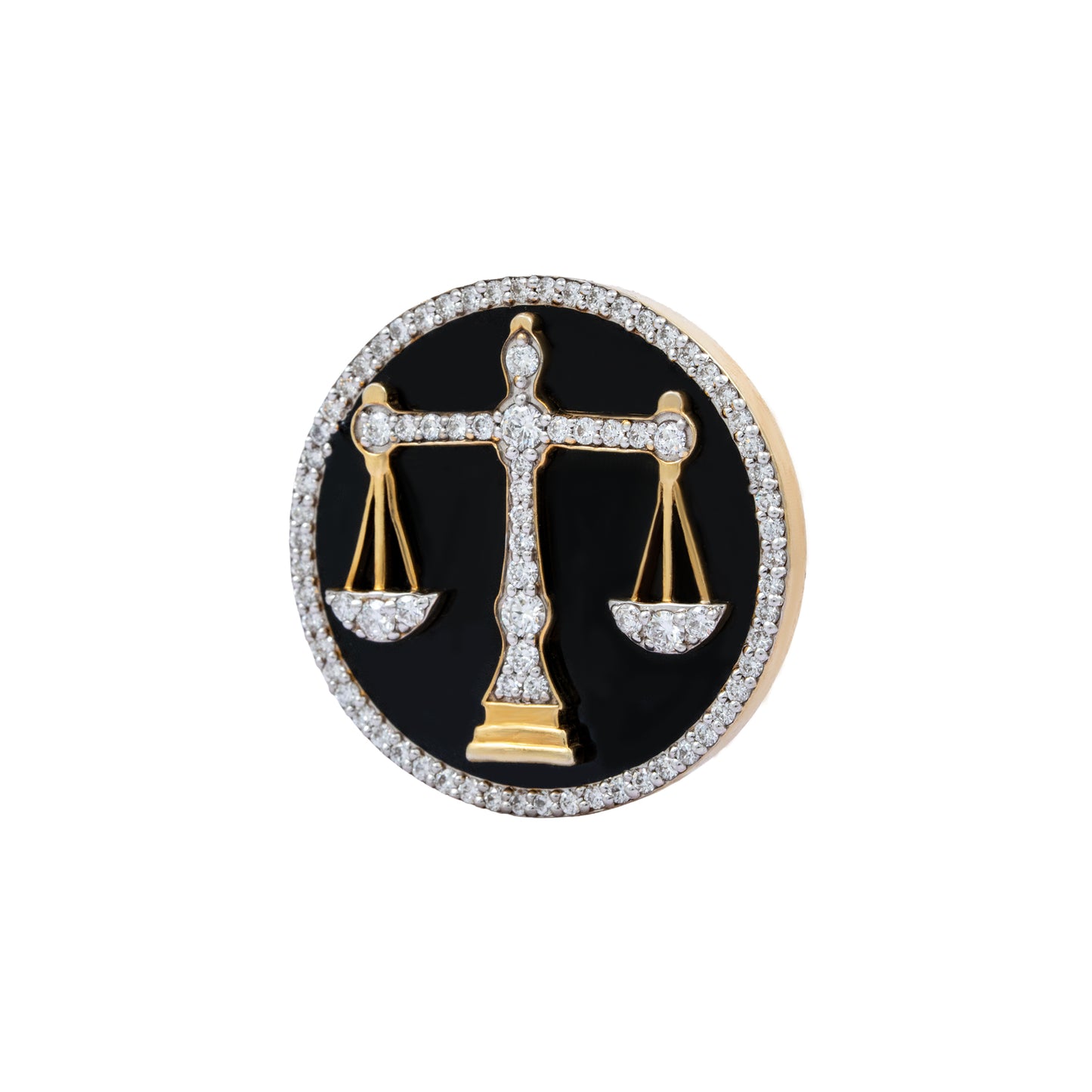 The Counsel Lawyer Diamond Brooch in 925 Silver with Black Enamel
