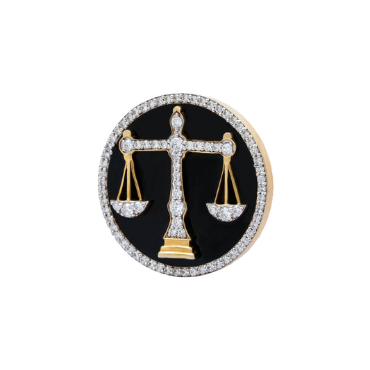 The Counsel Lawyer Diamond Brooch in 925 Silver with Black Enamel