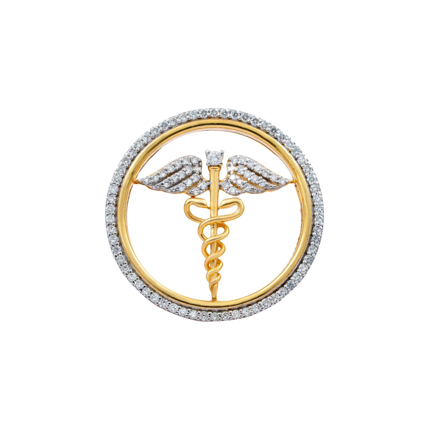 The Sovereign Doctor Single Line Skeleton Diamond Brooch in 925 Silver with Yellow Polish