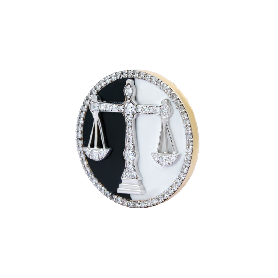 The Counsel Lawyer Diamond Brooch in 925 Silver with Black & White Enamel